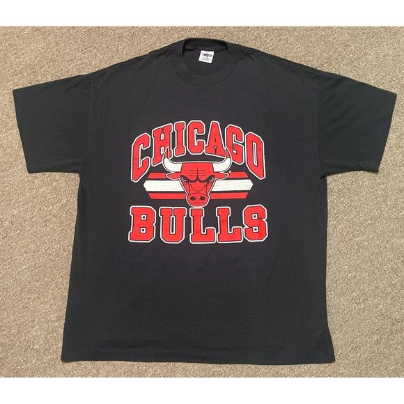 Vintage 90s XL Trench Chicago Bulls NBA Michael Jordan Single Stitch T-Shirt - Picture 1 of 7